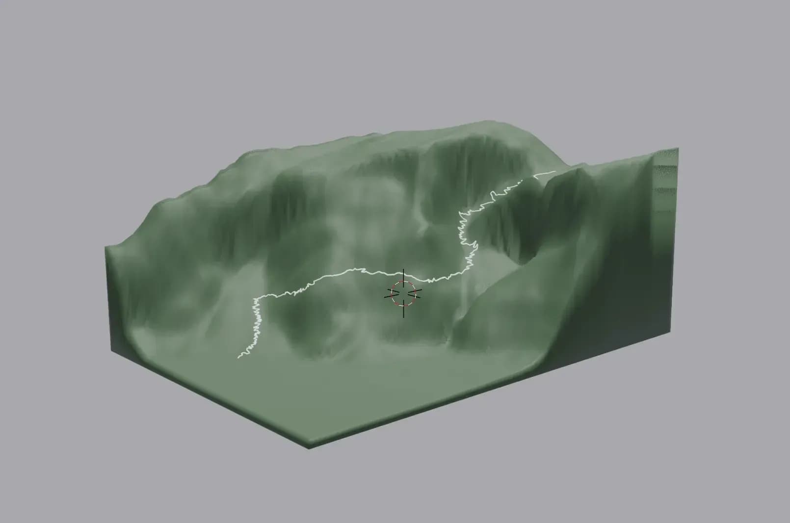o modelo 3d da montanha e do caminho da trilha, feito no blender